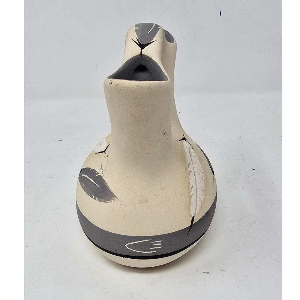 Native American Style wedding vase hand painted feather arrow ceramic pottery